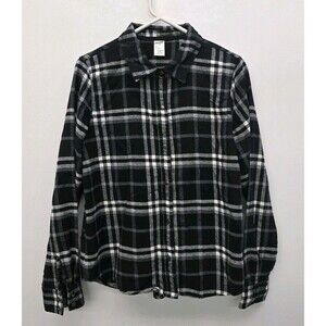Urban Groove Buffalo Plaid Flannel Shirt Black White Sz Large (A9)